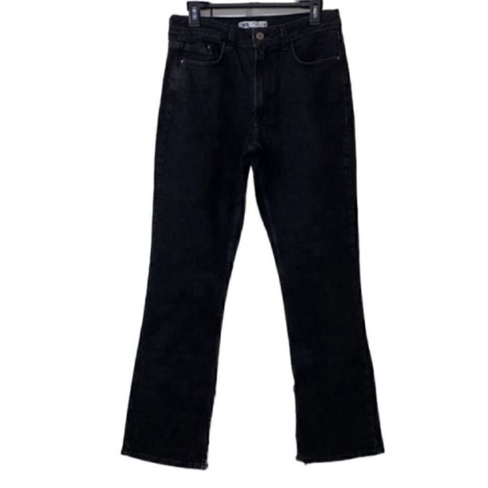 Zara Ankle Mid-rise Black Flare Jeans (Size 8) - Picture 3 of 10